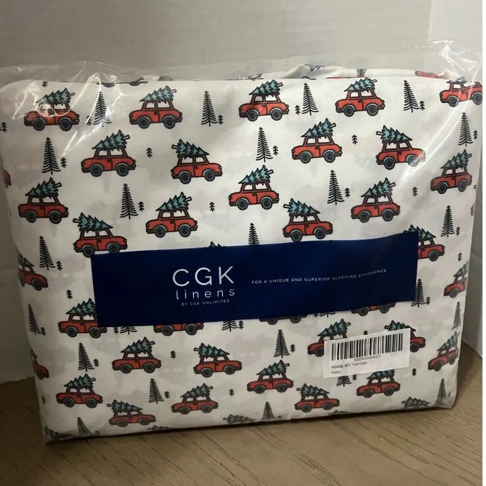 CGK Linens 4 Piece Christmas Pattern Sheet Set Full New